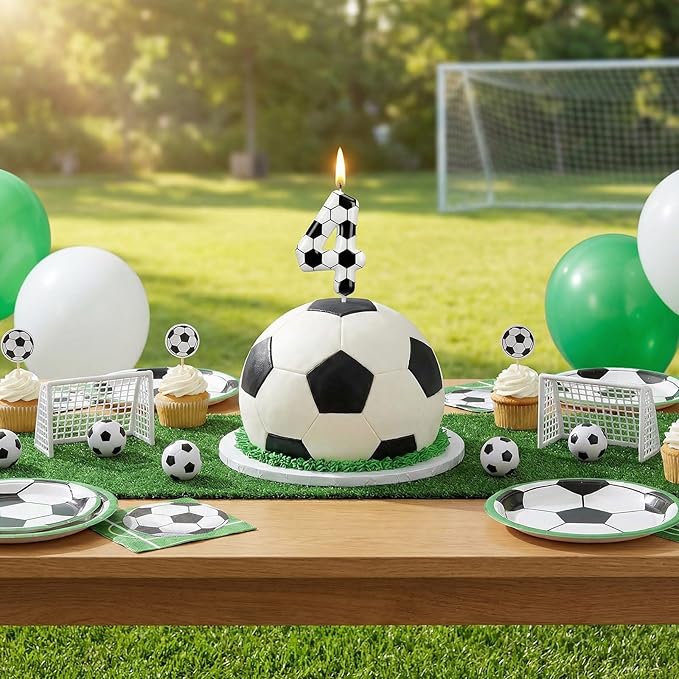 Soccer Number 4 Birthday Candle, 4th Birthday Candle Sport-Theme Cake Topper, Soccer Theme Party Decorations for Boys Girls, Party Supplies Birthday Gifts