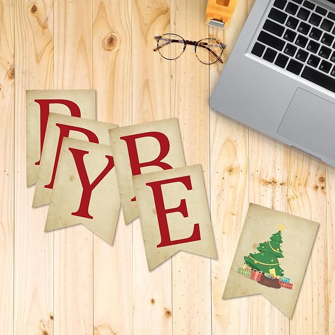 Christmas Decoration - Be Merry Xmas Banner Wall Hanging Holiday Decor for Fireplace, Wall or Outdoor - Christmas Party Supplies & Decor Banner for Home Office Room（Xmas Tree） - A01