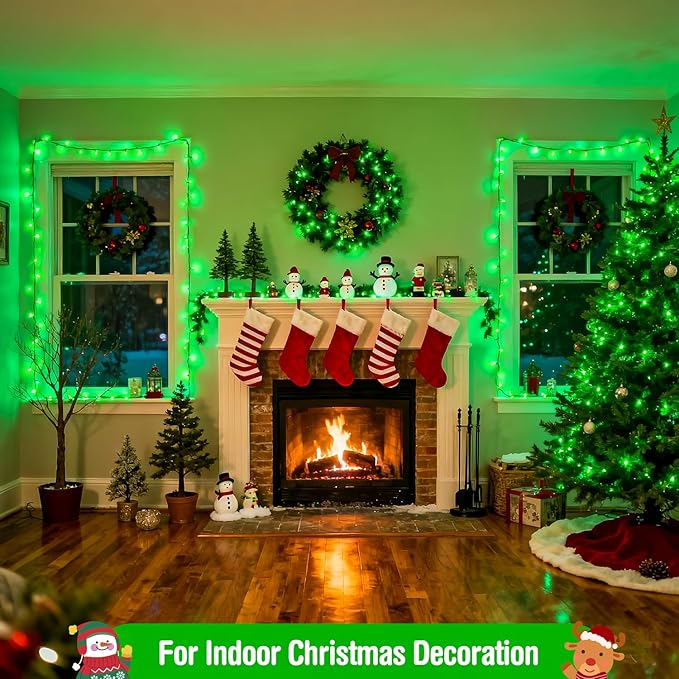 JMEXSUSS 400 LED Green Christmas Lights Outdoor, 132ft Green String Lights Plug in with Remote, Indoor Christmas String Light for Porch Tree House Yard Decorations