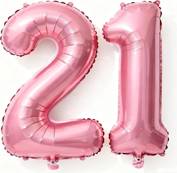 Pink Number 21 Balloons 40 Inch Giant Pink 20 Foil Mylar Balloons for 20th Birthday Anniversary Events Party Decorations