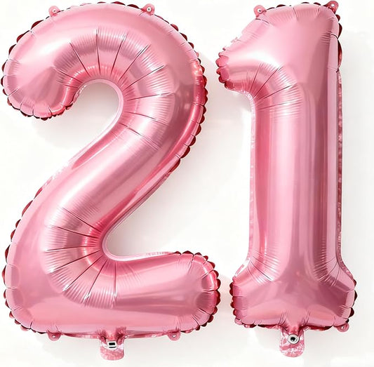 Pink Number 21 Balloons 40 Inch Giant Pink 20 Foil Mylar Balloons for 20th Birthday Anniversary Events Party Decorations