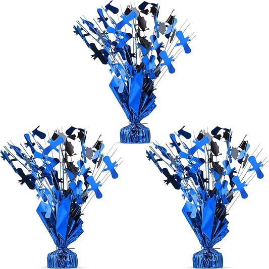Jetec 3 Pcs Graduation Table Centerpieces Graduation Table Decoration Glitter Foil Graduate Centerpieces for 2026 Grad Party Graduation Certificates(Blue)