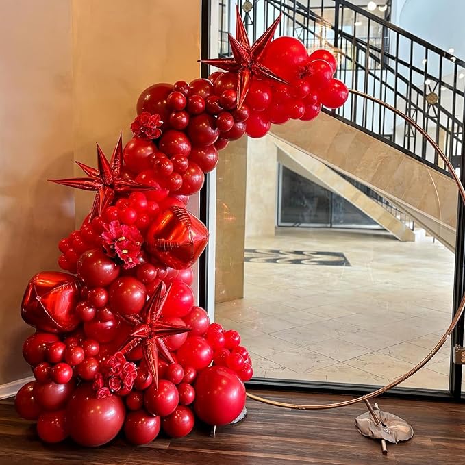 Awenztech 120pcs Red Balloon Arch Kit, 18 12 10 5 inch Red Latex Balloons Different Sizes Balloon Garland for Baby Shower Wedding Valentines Christmas Birthday Party Decorations