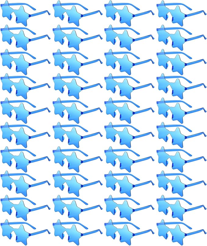 PLULON 15 Pairs Star Sunglasses Bulk Rimless Star Shape Sunglasses for Kids Star Glasses Bachelorette Party Sunglasses Star Party Favors for Women Kids Adult - Blue