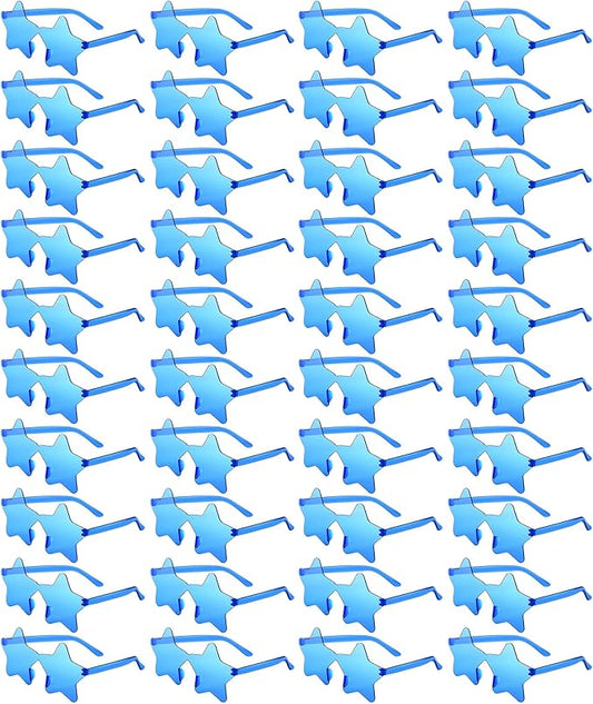 PLULON 15 Pairs Star Sunglasses Bulk Rimless Star Shape Sunglasses for Kids Star Glasses Bachelorette Party Sunglasses Star Party Favors for Women Kids Adult - Blue