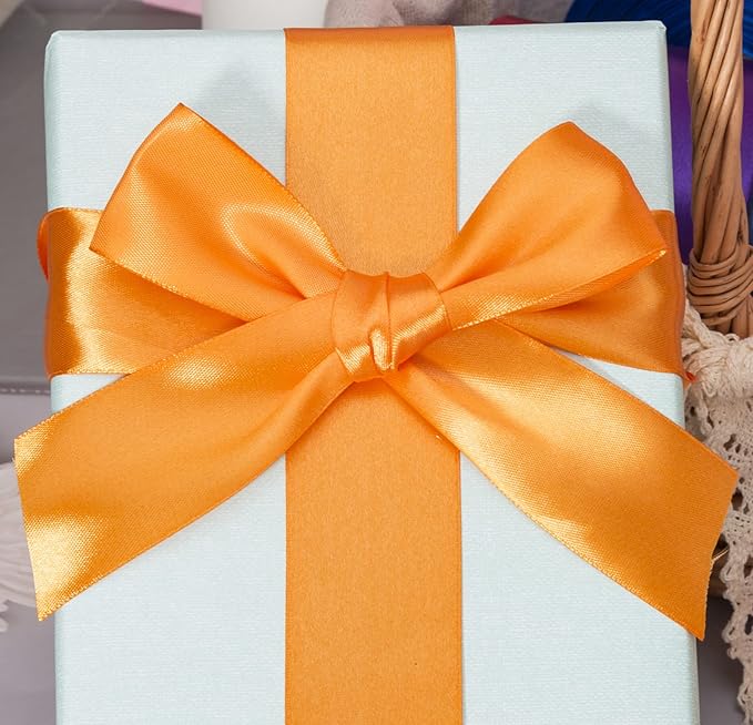 YASEO 1 1/2 Inch Orange Solid Satin Ribbon, 50 Yards Craft Fabric Ribbon for Gift Wrapping Floral Bouquets Wedding Party Decoration
