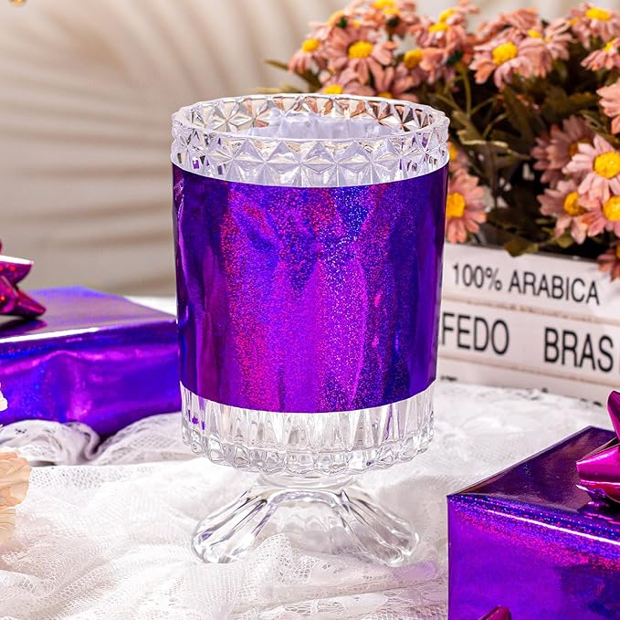 Burymento Purple Wrapping Paper Roll, Metallic Holographic Point Gift Wrap for Birthday, Valentines, Mothers day, Graduation, Wedding, Fathers day, Baby Shower, Christmas (17 IN x 32.8 FT)
