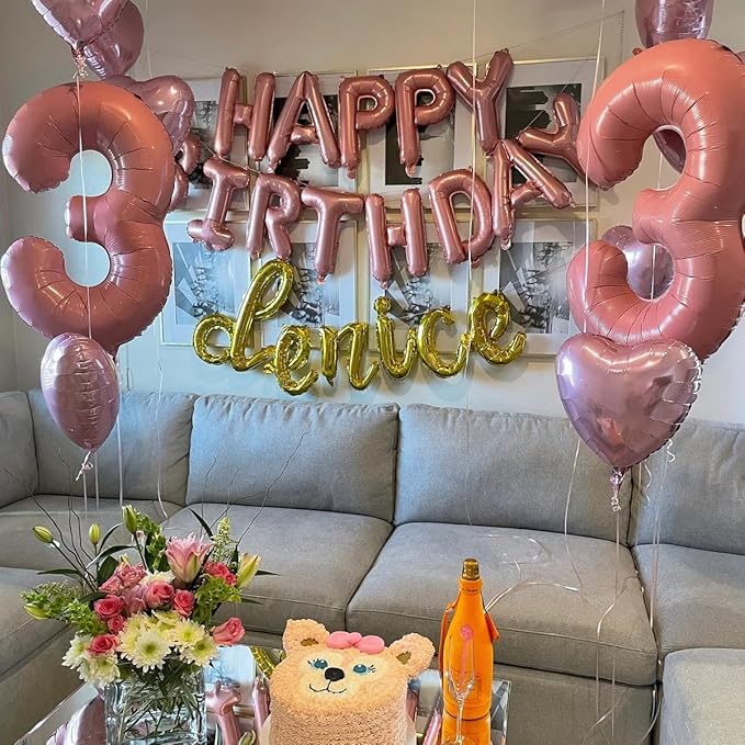 Pastel Pink 3 Balloons, 40 Inch Large Light Pink Foil Number Balloons 0-10, Self-Sealing 3rd Birthday Balloon for Girls Women Anniversary Baby Shower Princess Party Decorations Supplies