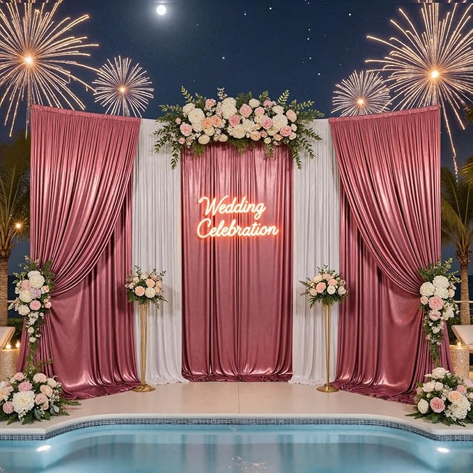 10x10ft Thick Rose Gold Glitter Backdrop Curtain Panels for Parties, Wrinkle Free Sequin Sparking Photo Backdrop Drapes, 2 Panels 5x10ft Shimmer Back Drop Cloth for Wedding Birthday Photography