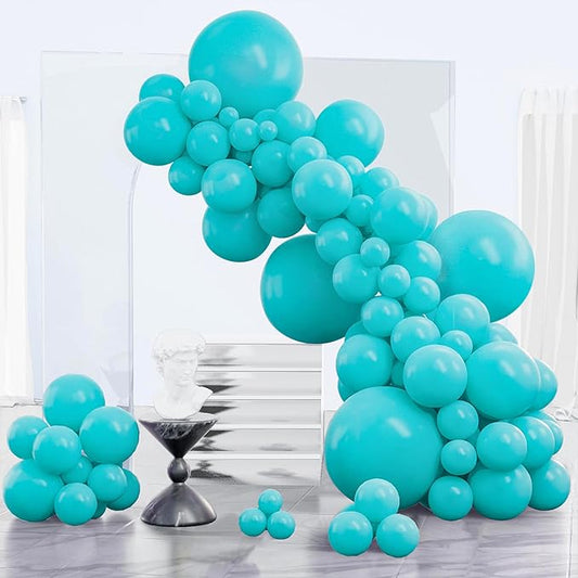 PartyWoo Teal Balloons 152pcs Different Sizes Pack of 18 12 10 5 Inch Turquoise Dark Teal Balloon Arch Kit for Baby Shower Gender Reveal Graduation Mermaid Birthday Pool Party Decorations Blue-Y69