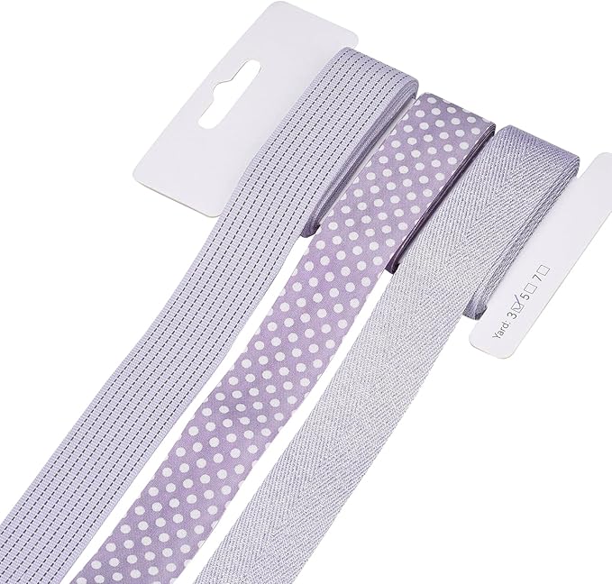 BEEFLYING 3 Styles Lavender Wire Edged Ribbons for Gift Wrapping, 25~28mm×2.7m Fabric Herringbone Ribbons for Wedding Party Decoration Hair Bows Flower Designs Sewing and Craft, 9 Yards