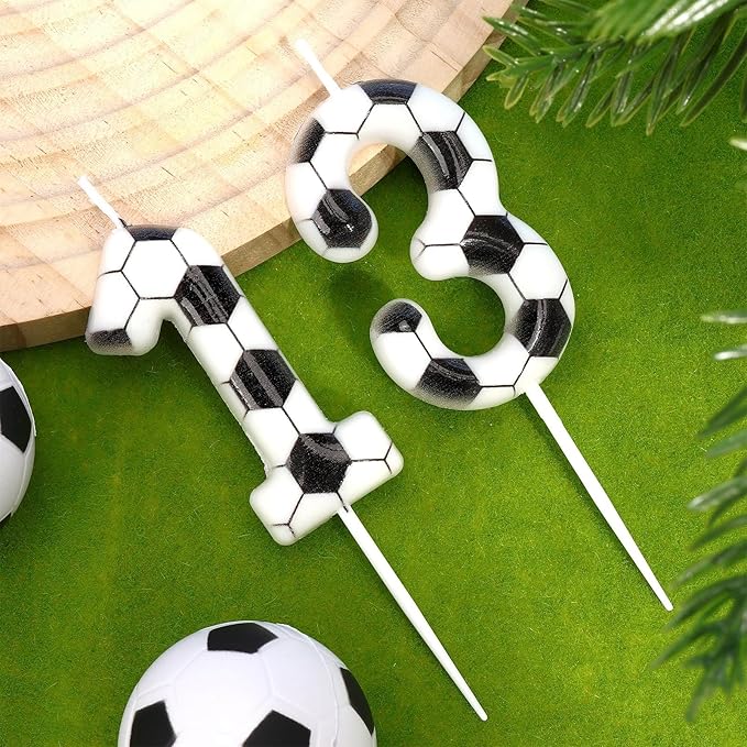 Soccer Number 13 Birthday Candle, 13th Birthday Candle Sport-Theme Cake Topper, Soccer Theme Party Decorations for Boys Girls, Party Supplies Birthday Gifts