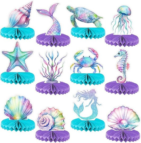 Mermaid Birthday Party Centerpieces (12-Pack) – Unique Under the Sea Themed Table Decorations for Girls, Mermaid Theme Party Supplies