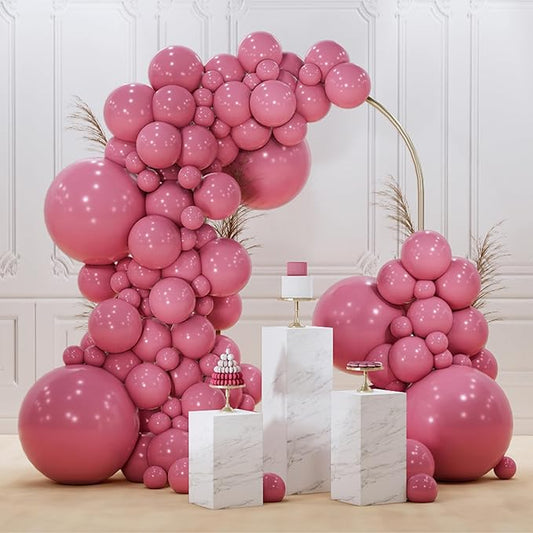 PartyWoo Mauve Balloons 140pcs Different Sizes of 18 12 10 5 Inch Dusty Pink Rose Blush Boho Netural Balloon Arch Kit Garland for Baby Shower Wedding Engagement Birthday Party Decorations Pink-F02