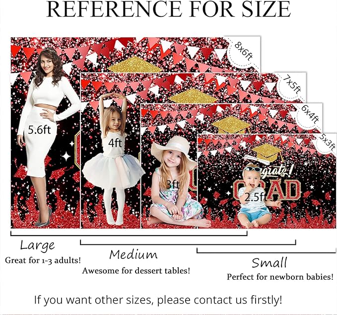 Mocsicka Graduation Party Decorations 2026 Congrats Grad Backdrops for Photography Bachelor Cap Congratulations Grad Photo Backdrop Graduation Prom Party Supplie (Red, 8x6ft(96x72 inch))