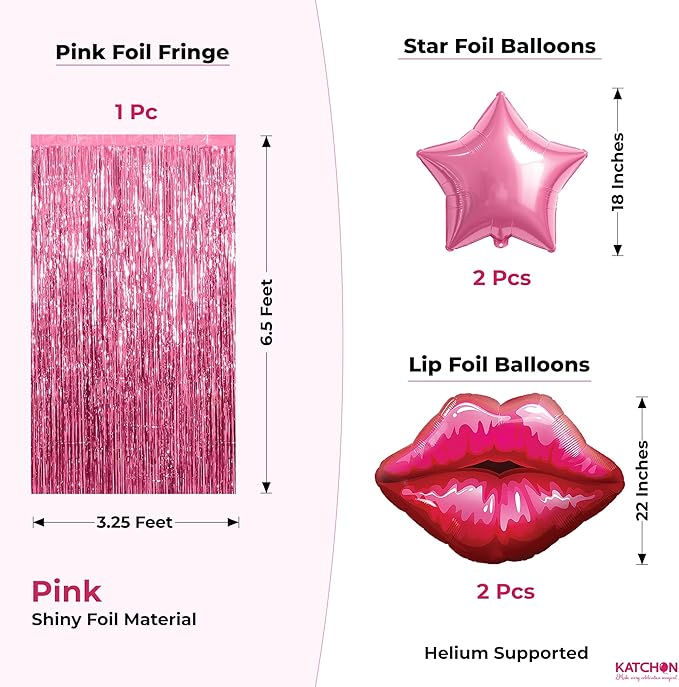 KatchOn, Pink Birthday Decorations Set – Pack of 42 | Happy Birthday Banner and Lip Decor For Happy Birthday Decorations Women, Girls, Her | Pink Party Decorations | Birthday Backdrop | Birthday Sign
