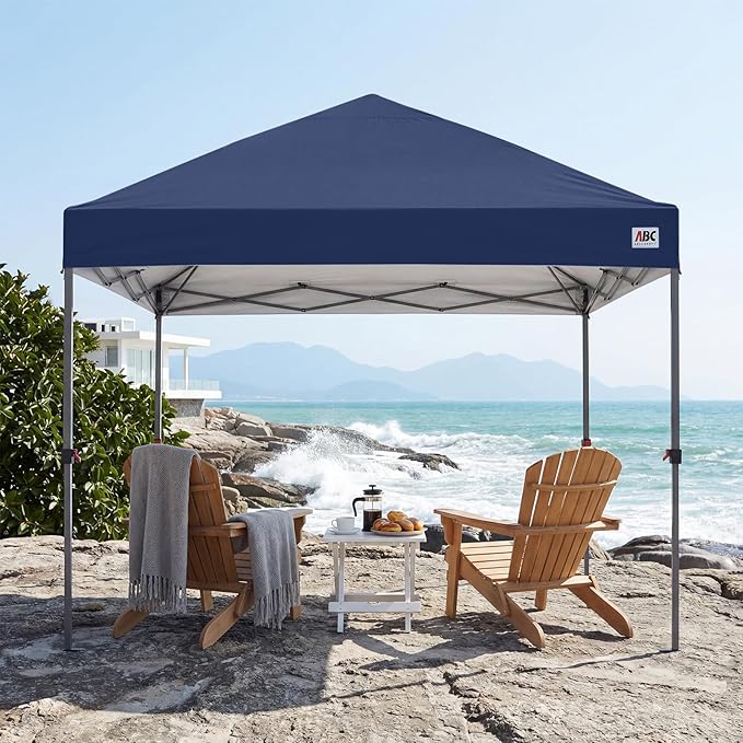ABCCANOPY 10x10 Pop Up Canopy Tent, Easy Setup Instant Shelter with Wheeled Bag, Heavy Duty Outdoor Canopy for Beach, Market, Backyard, UV Protection, Outdoor Weather Protection (Navy Blue, 10x10)