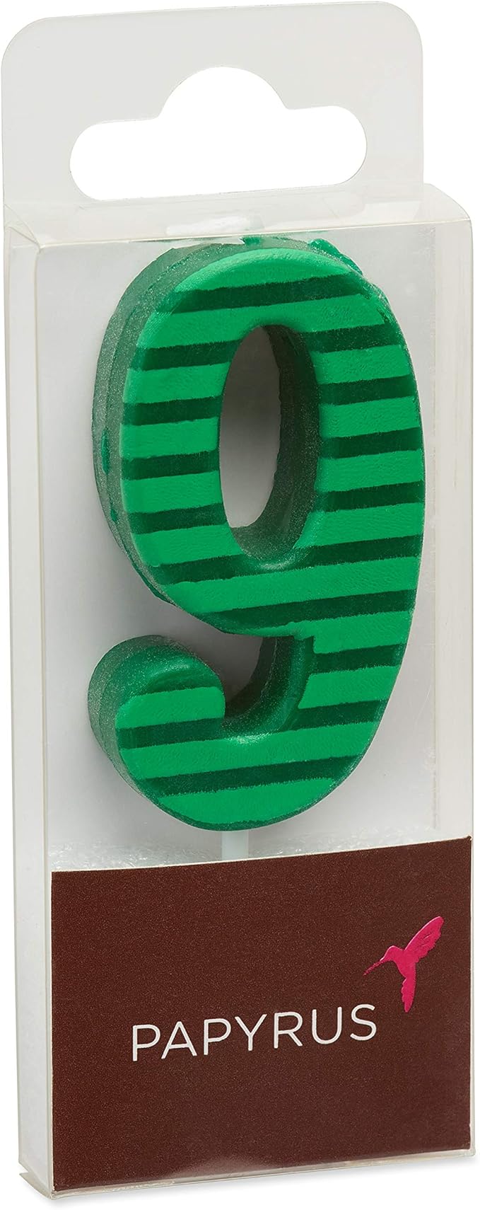 Papyrus Number Birthday Candles Pack, Green Stripes (10-Count)