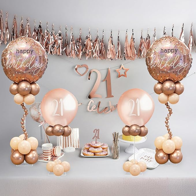 31.5 Inch Acrylic Balloon Stands for Table Centerpieces, 4 Sets Balloon Holder Sticks with Base, Table Top Balloon Stand Kit for Baby Shower Birthday Graduation Wedding Party Decorations