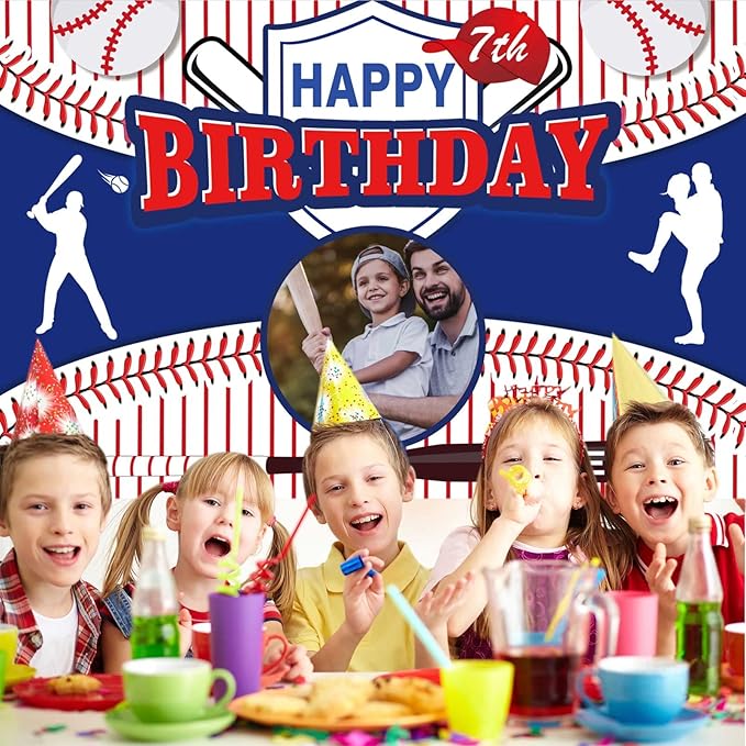 Custom Baseball Sports Happy Birthday Party Decorations Supplies Personalized Baseball Sports Birthday Backdrop Banner(4x6ft)