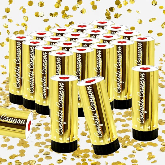 20 PCS Colorful Party Confetti Poppers with Box for Wedding Birthday Graduation Baby Shower Anniversary Christmas New Year's Party Supplies (Gold Round)