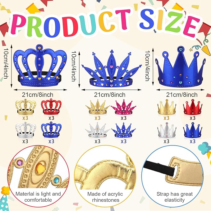 Yaomiao 66 Pieces Foam Princess Tiaras Kids DIY Crowns Party Favors Craft Crystal Diamond Sticker Making Your Own Tiara (Classic Style)