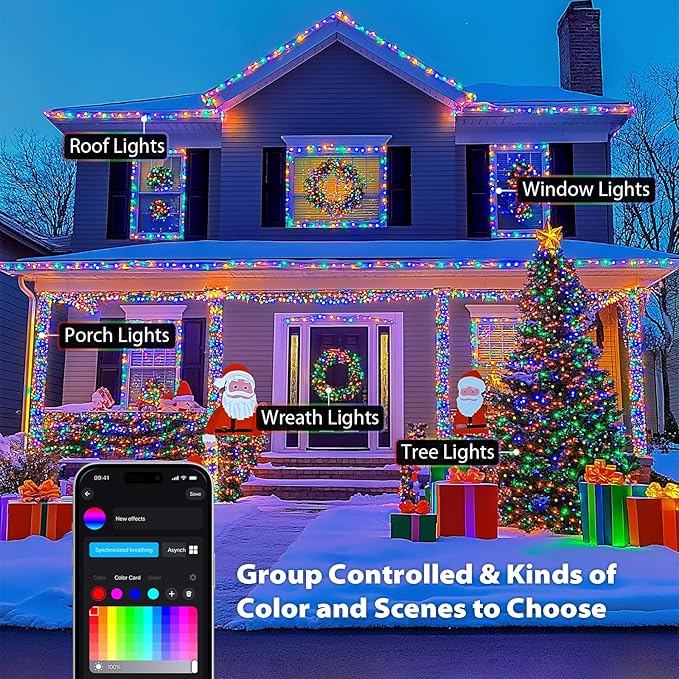 JMEXSUSS 800 LED Color Changing Christmas Lights Outdoor, 272ft 8 Modes Christmas String Lights Plug in, Waterproof Green Wire LED Christmas Tree Lights