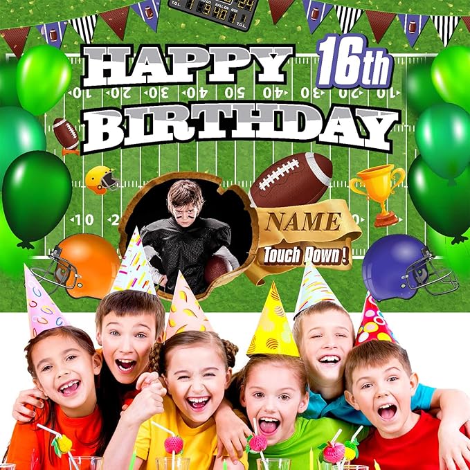 Custom Football Decorations for Party,Personalization Football Birthday Party Decorations,Football Sports Birthday Backdrop Banner Supplies