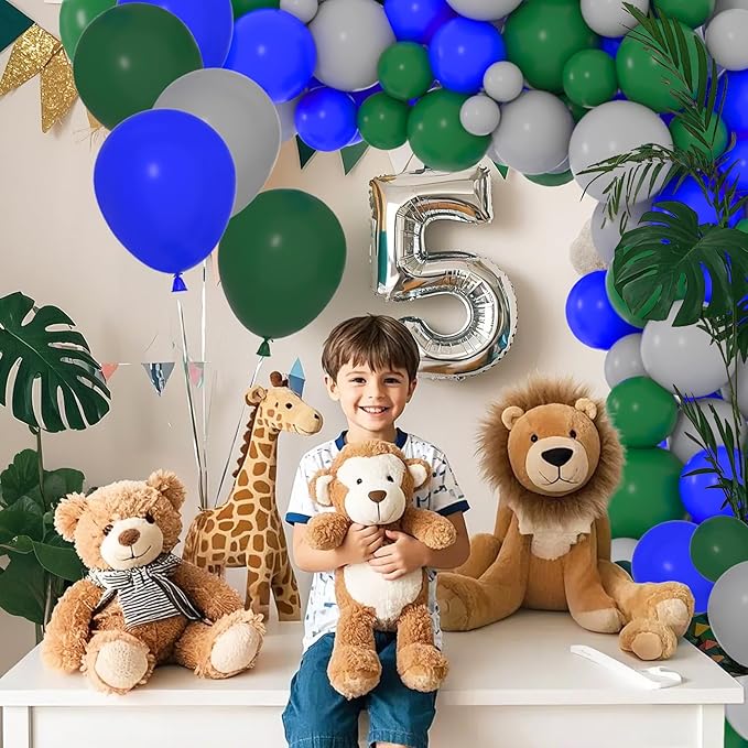 Blue Green Balloon Garland Arch Kit - Dark Green Blue Balloon Arch Dark Green Balloons Gray Balloons for Earth Golf Jungle Safari Birthday Wedding Baby Shower Graduation Party Decorations