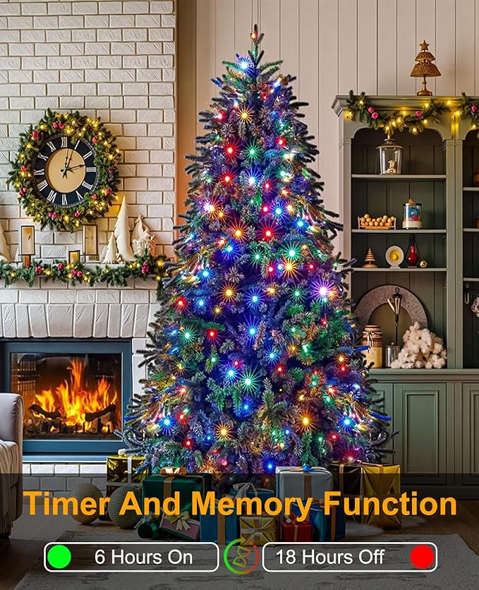 197FT 600 LED Christmas Lights Outdoor, Plug in Easter String Lights Waterproof, 8 Modes Green Wire String Twinkle Lights for Indoor Garden Patio Yard Party Holiday Decorations, Multicolor