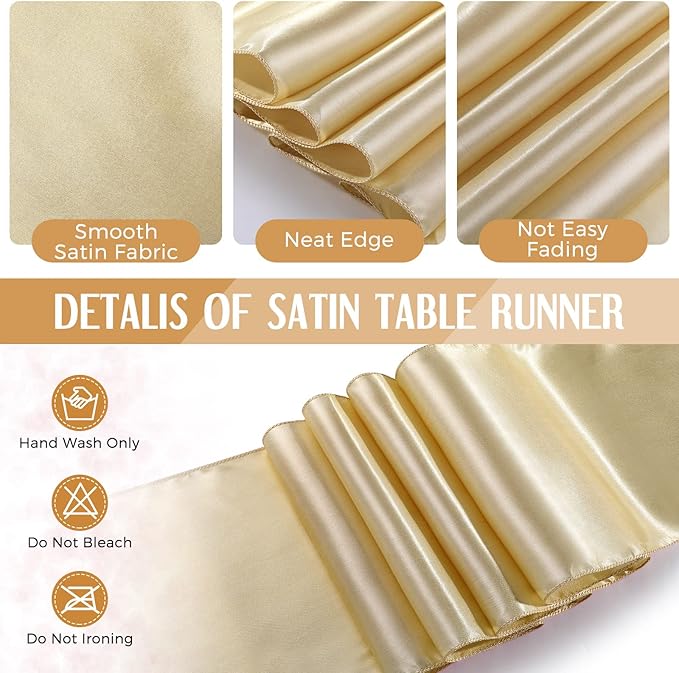 Breling 24 Packs White and Gold Disposable Plastic Tablecloths and Satin Table Runner Set, 54 x 108 Inch Tablecloth, 12 x 108 Inch Table Runners for Wedding Graduation Birthday Baby Shower