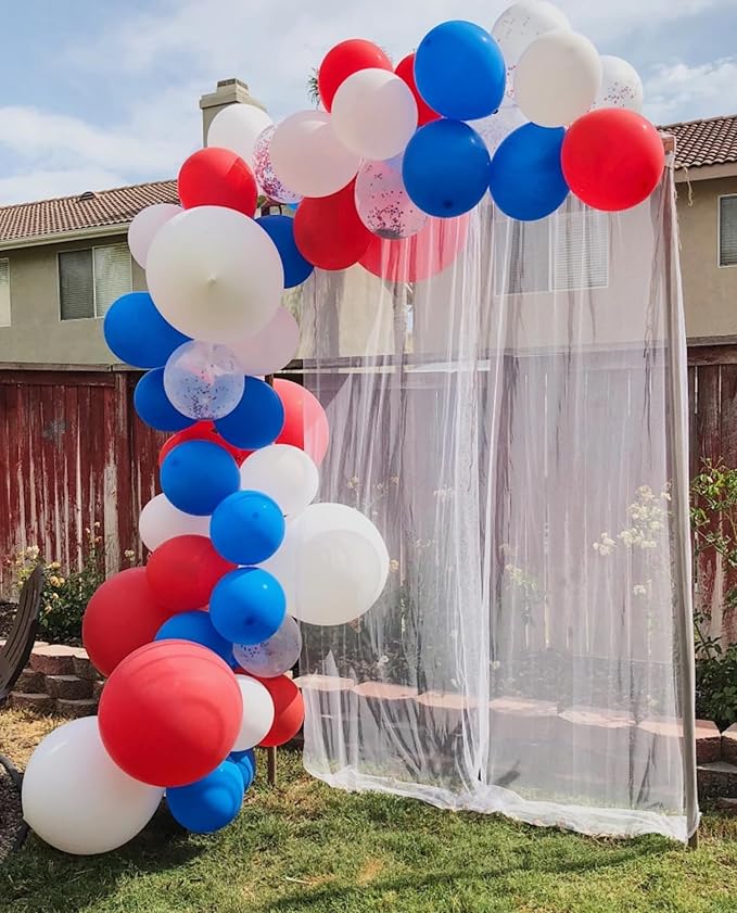 Voircoloria 130pcs Red White Blue Balloons Different Sizes 18" 12" 10" 5" Party Latex Balloons for Birthday Graduation 4th of July Independence Day Anniversary New Year Holiday Party Decorations