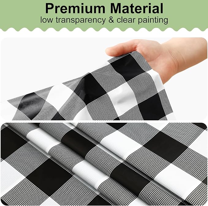 misaya 12 Packs Buffalo Disposable Table Cloth, 54 x 108 Inch Waterproof Plastic Tablecloth, Rectangle Black and White Checkered Table Covers for Picnic, Birthday, Party