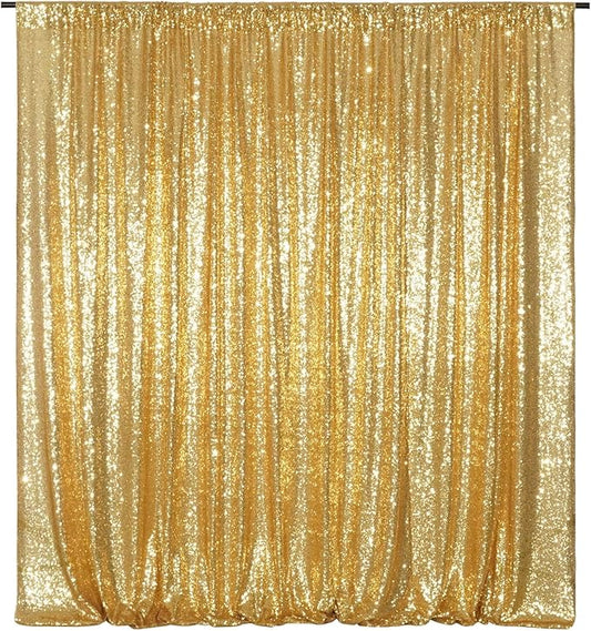 Poise3EHome Gold Sequin Backdrop, 20Ft x 10Ft Glitter Photography Background Curtains for Party Baby Shower Wedding Birthday Christmas Thanksgiving Halloween Decoration