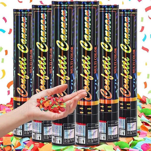 Confetti Cannon Multicolor Party Poppers 12 Inch Poppers 6 Pack Popper Cannon Biodegradable Confetti Popper for Graduation Birthday Wedding Christmas New Year Celebration Confetti Shooters