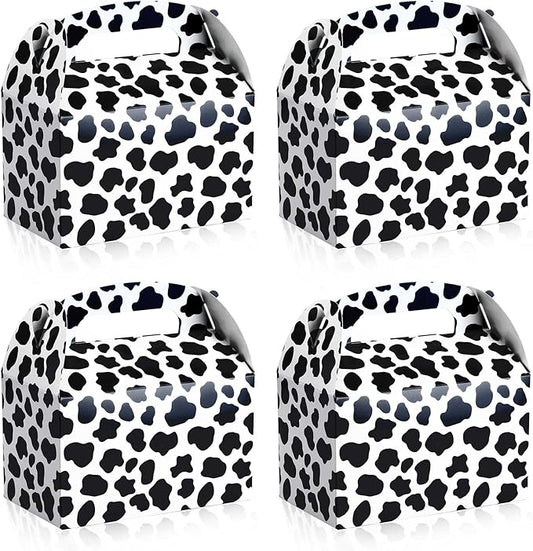 Epakh 24 Pack Cow Party Favor Treat Boxes Candy Treat Present Boxes Cow Print Gift Bags Farm Goodie Boxes for Birthday Wedding Party Supplies Decoration Baby Shower