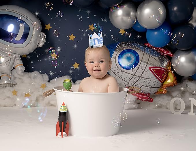 WAOUH The First Birthday Crown Orbiting the Sun - Outer Space Theme, Rocket Hat, Planet Crown for Birthday