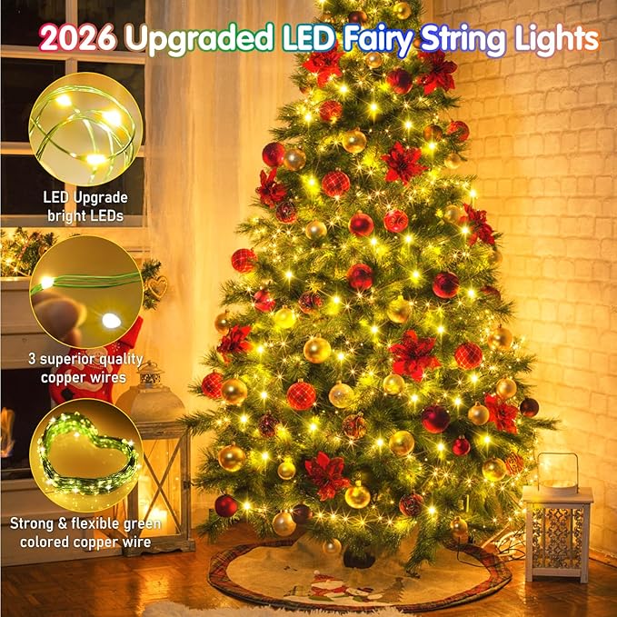 KNONEW 532FT Outdoor Christmas Fairy Lights Plug in,1600 LED String Lights Outdoor Waterproof 8 Modes Memory Times for Wedding Bedroom Walls Garden Trees Decoration(Warm White)