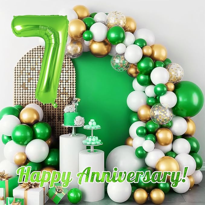 Green Number 7 Balloon 40 Inch, Big Large Foil Helium Number Balloons, Jumbo Giant Mylar Number 7 Balloons for 7 Year Old Birthday Party Decorations Supplies Anniversary Celebration