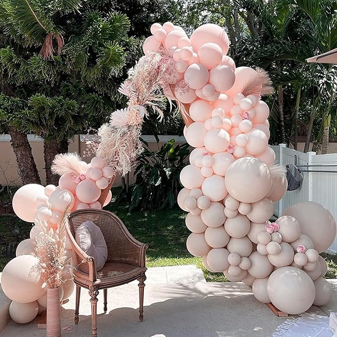 PartyWoo Beige Balloons 152pcs Different Sizes of 18 12 10 5 Inch Boho Cream Ivory Neutral Balloon Arch Kit Garland for Wedding Graduation Engagement Baby Shower Birthday Party Decorations White-F60
