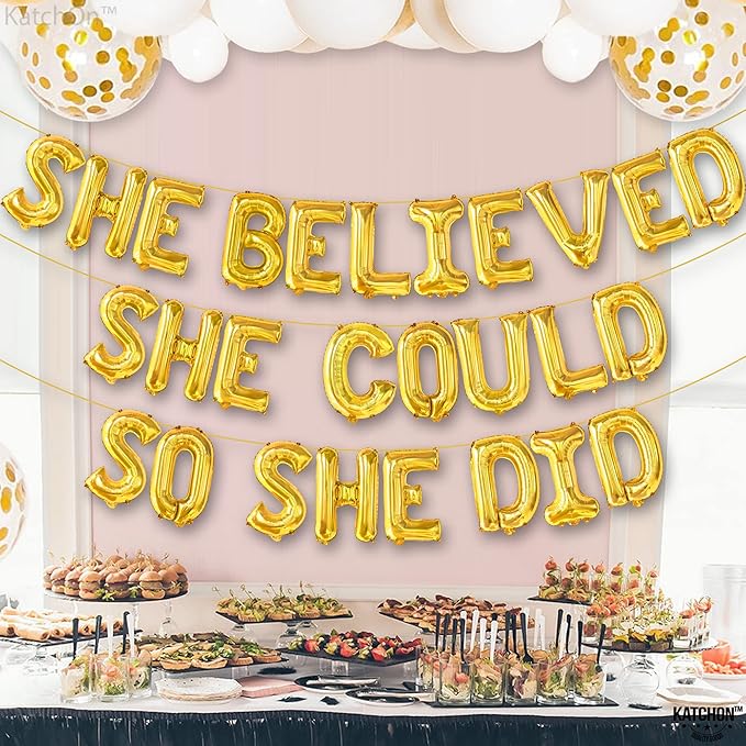 KatchOn Gold She Believed She Could So She Did Balloons - 16 Inch | Congrats Balloon for Congratulations Decorations | Graduation Balloon for Graduation Decorations 2026, Congrats Grad Decorations