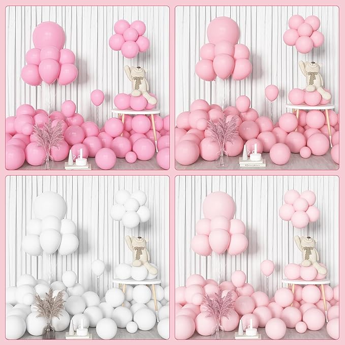 Amandir 144Pcs Pink Balloons Garland Arch Kit Light Pink Gold White Confetti Latex Metallic Balloons for Mothers Day Girl Birthday Baby Shower Wedding Graduation Party Decorations Supplies