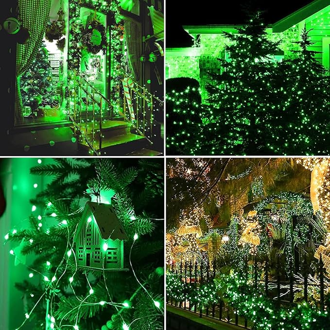 Lomotech Solar String Lights Outdoor - 2 Pack Total 66ft 200LED Solar Fairy Lights Waterproof 8 Modes Twinkle Lights for Outdoor, Patio, Garden, Yard, Party, Wedding, Tree Decoration (Green)