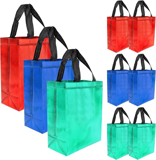 MAQIHAN Mother's Day Iridescent Gift Bags Medium - Iridescent Party Favor Bags with Handles Sturdy Goodie Bag for Birthday Wedding Easter Christmas Party Shopping for Man Women(9.8x7.8in)
