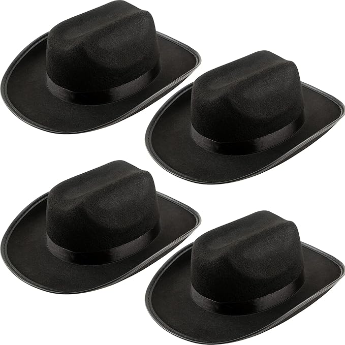 4 Pack Kids Cowboy Hat Felt Western Cowboy Hat Wide Brim Cowgirl Hat for Boys Girls Cosplay Party Costume Accessory