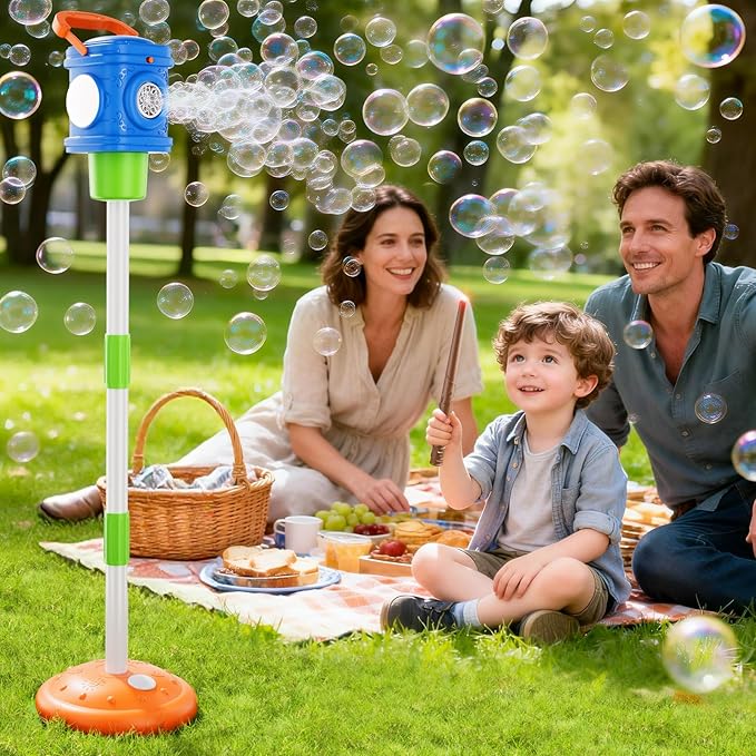 2-in-1 Remote Street Lamp Bubble Machine for Kids 3-6 4-8 Years Old Summer Outdoor Bubble Maker Toys with Lights for Boys and Girls 3 4 5 6 7 8+ Birthday Wedding Party Gifts