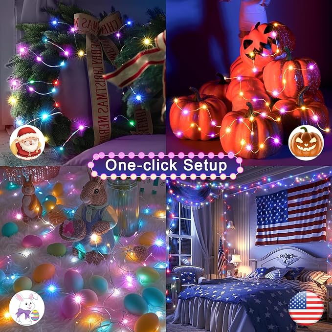 65.6FT 200LEDs Fairy Lights with Remote, 196 Modes 24 Color Changing Timer Dimmable Adjustable Speed IP65 Waterproof Fairy Lights Plug in for Tree Party Wedding DIY Festival Bedroom Chairs Decoration