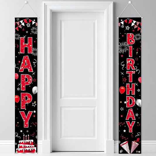 Birthday Decorations Banner, Happy Birthday Door Sign for Men Women Boys Girls Ideal Birthday Decorations Party Supplies Outdoor Indoor 72 x 12 Inch