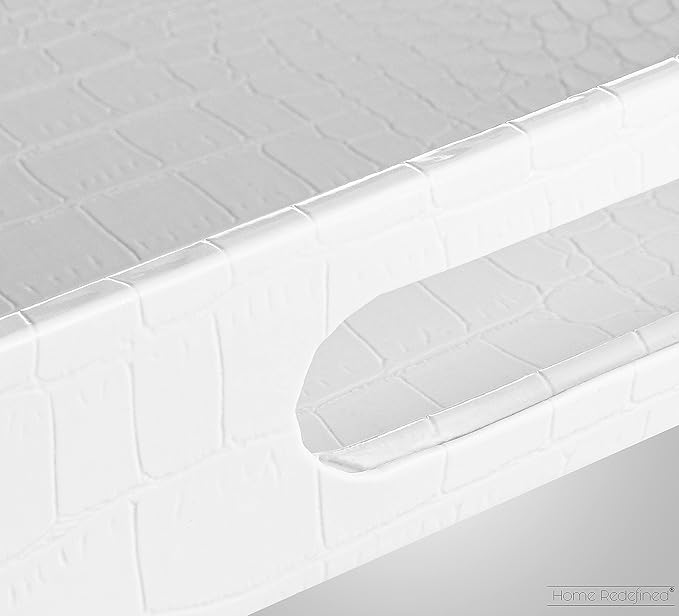 Home Redefined 17.5"x12" White Glossy Crocodile Faux Leather Serving Tray Beautiful Modern Elegant Decorative Tray with Handles Ottoman Coffee Table Perfume Display Makeup for All Occasion's