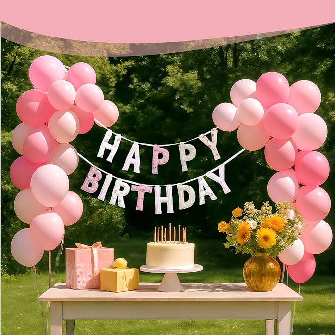 Suncalla Pre-strung Happy Birthday Banner Sign Reusable Felt Happy Birthday Garland Hanging Decorations Party Bunting Garland for Party Decor Photo Prop Home Backdrop(Floral)